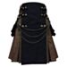 Brown Black Pleats Canvas Gothic Kilt